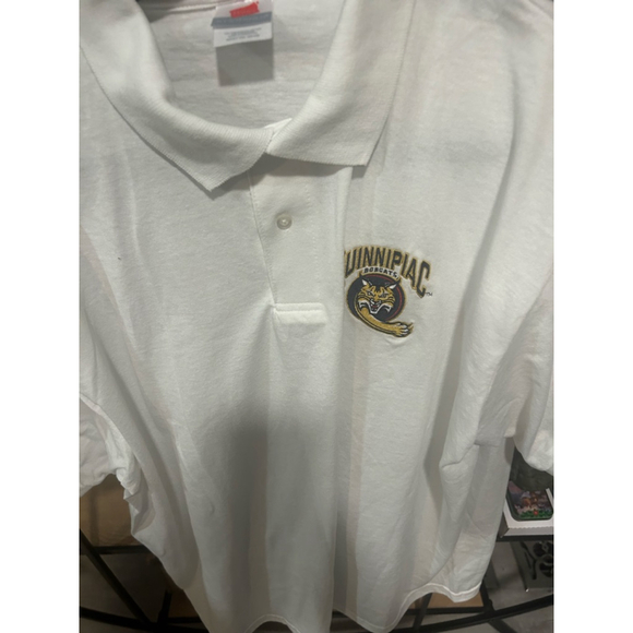 Men's Hanes White Quinnipiac Bobcats Polo Shirt XXL - Picture 2 of 4